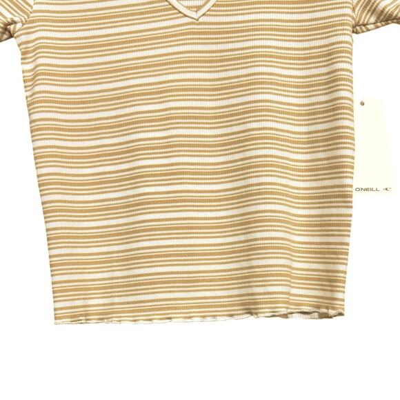 O'Neill Erin Striped Rib-Knit Short Sleeve T-shirt Skimmer Length Stripe M - Picture 4 of 9